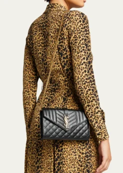 Saint LaurentEnvelope Triquilt YSL Crossbody in Grained Leather