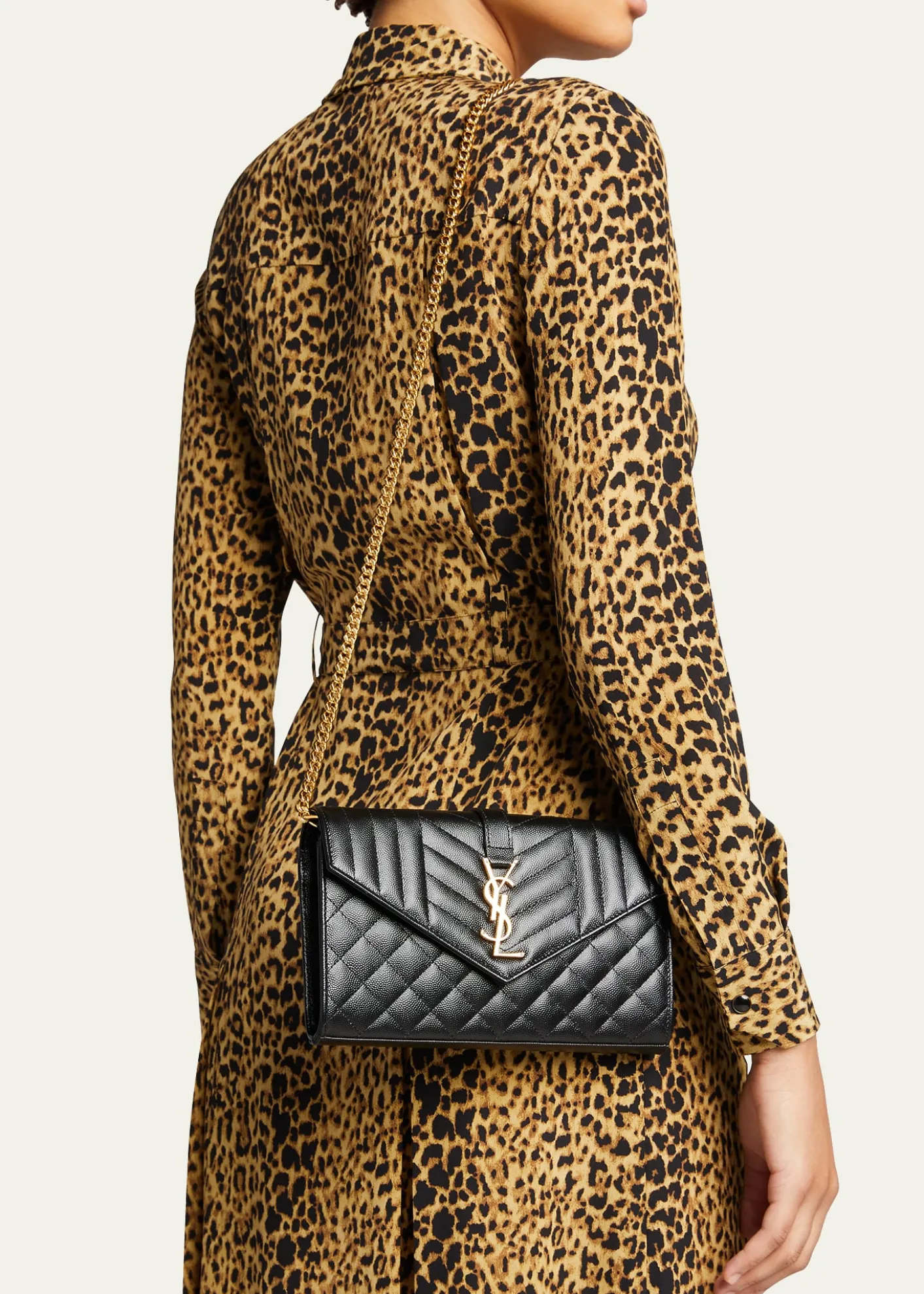 Saint LaurentEnvelope Triquilt YSL Crossbody in Grained Leather