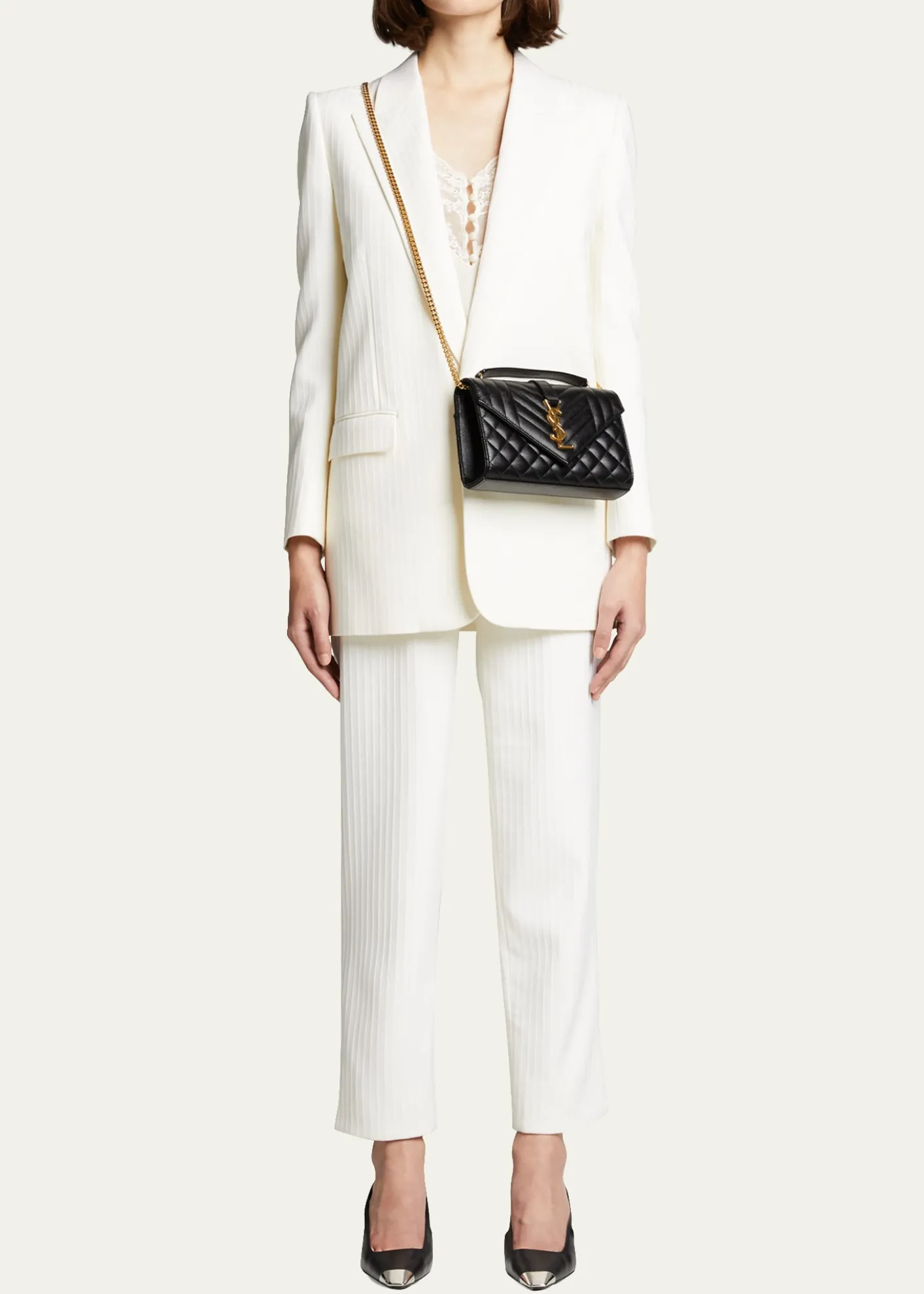Saint LaurentEnvelope Triquilt Small YSL Shoulder Bag in Grained Leather