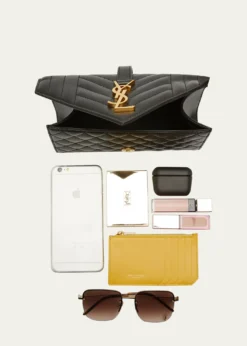 Saint LaurentEnvelope Triquilt Small YSL Shoulder Bag in Grained Leather