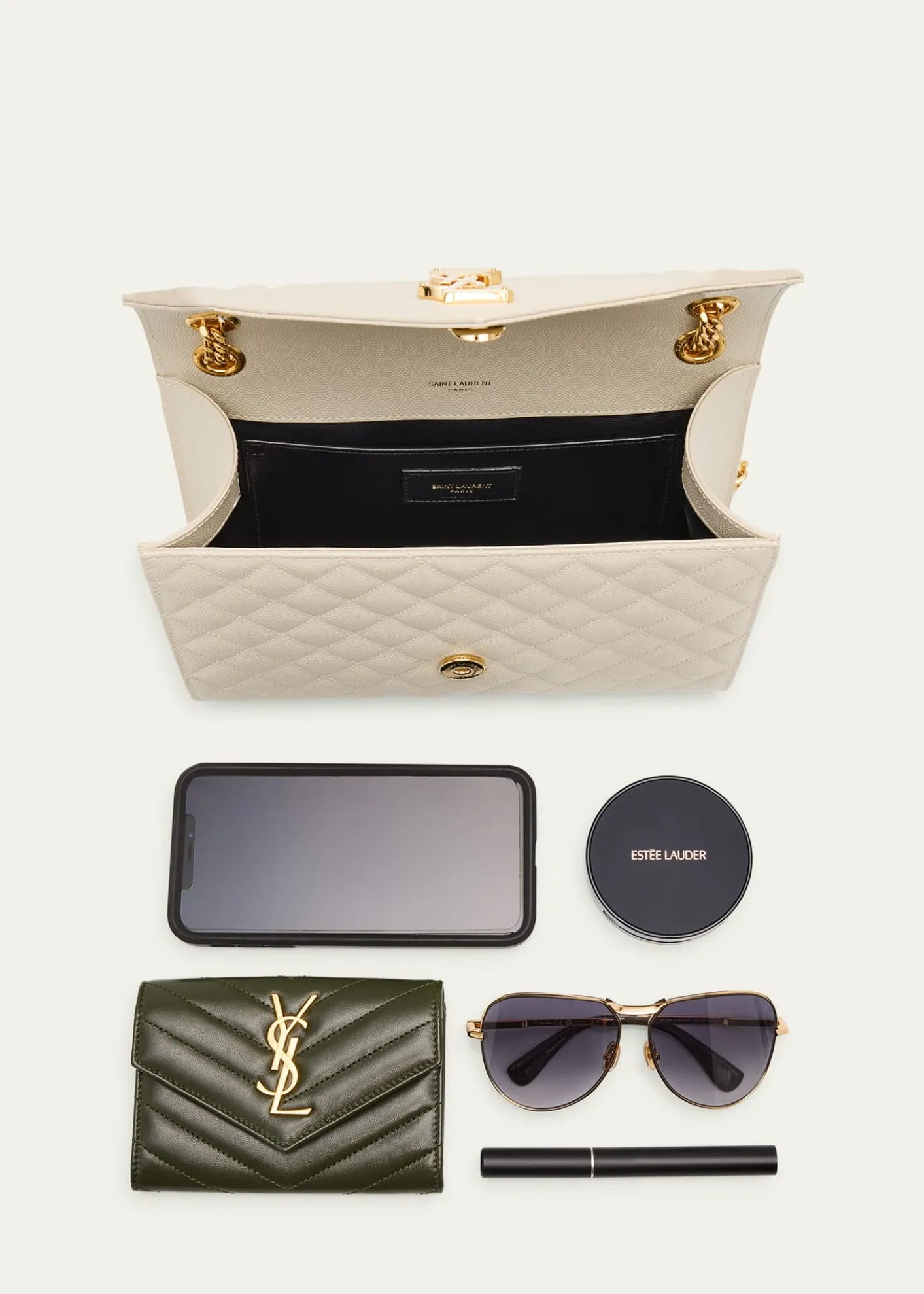 Saint LaurentEnvelope Triquilt Medium YSL Shoulder Bag in Grained Leather