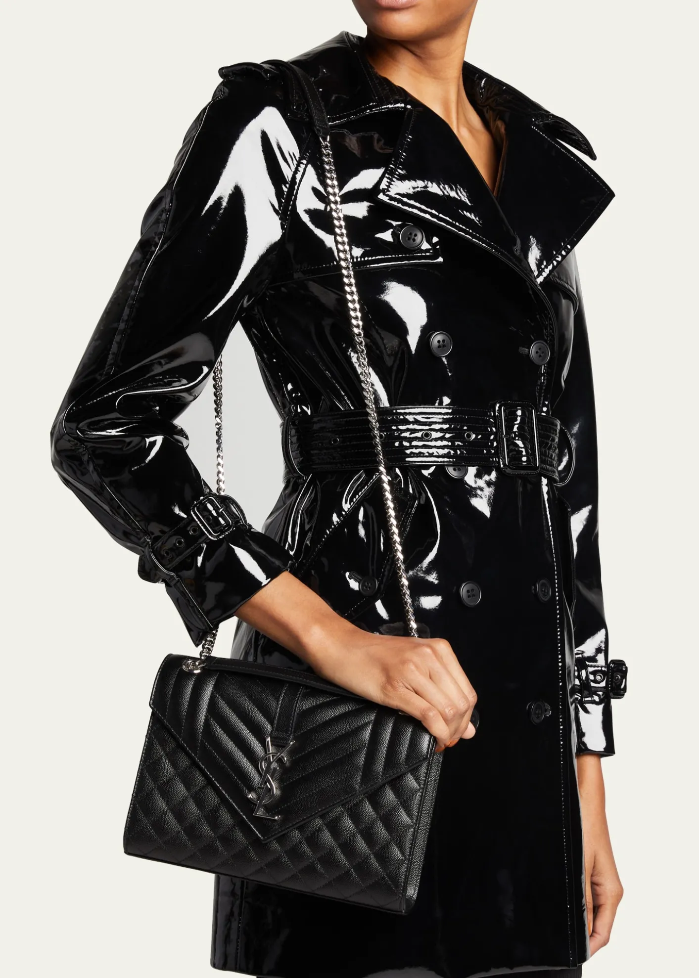 Saint LaurentEnvelope Triquilt Medium YSL Shoulder Bag in Grained Leather