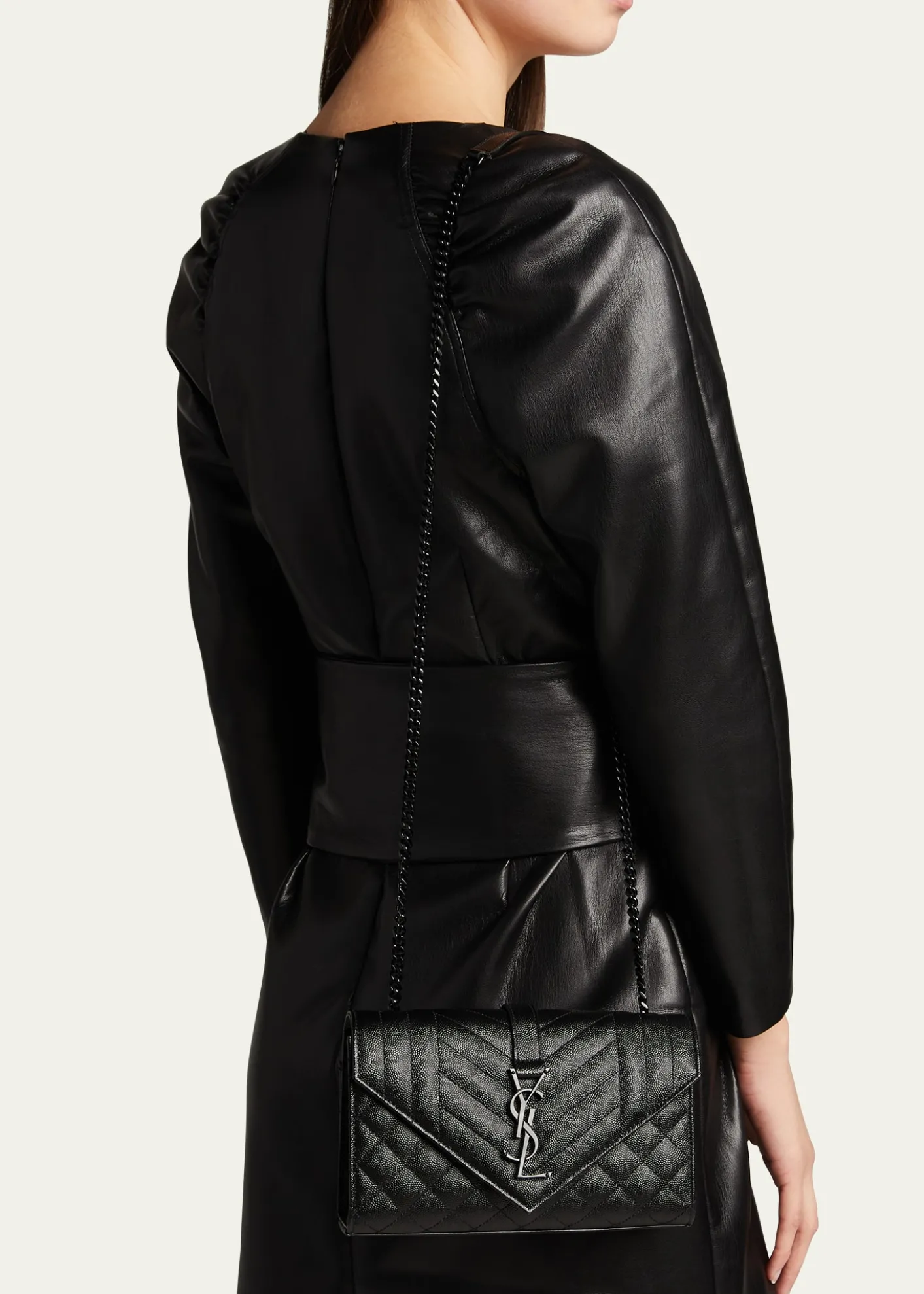 Saint LaurentEnvelope Triquilt Small YSL Shoulder Bag in Grained Leather