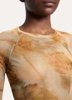 Saint LaurentFloral-Print Mesh Long-Sleeve Top