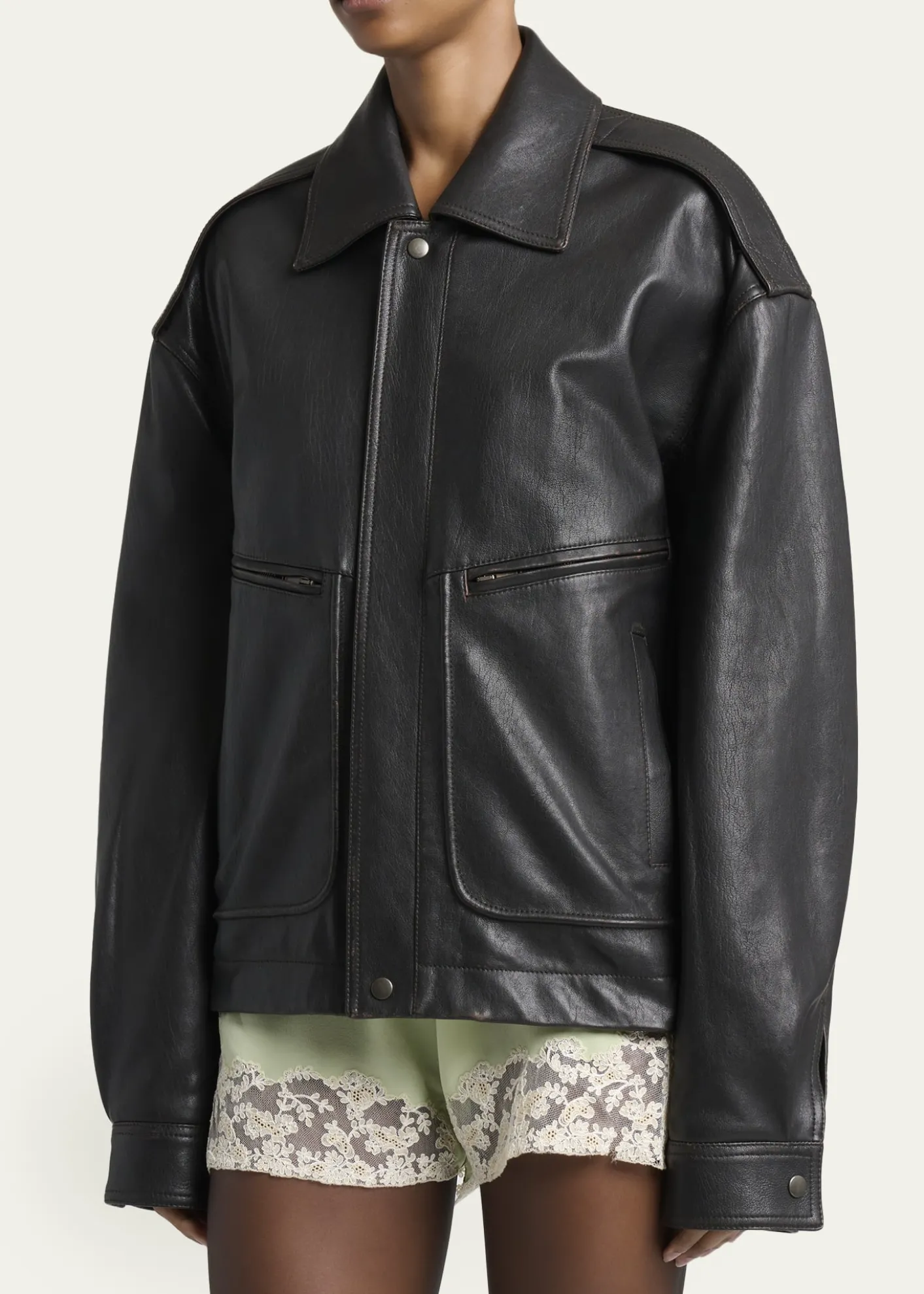 Saint LaurentFront Pocket Leather Jacket