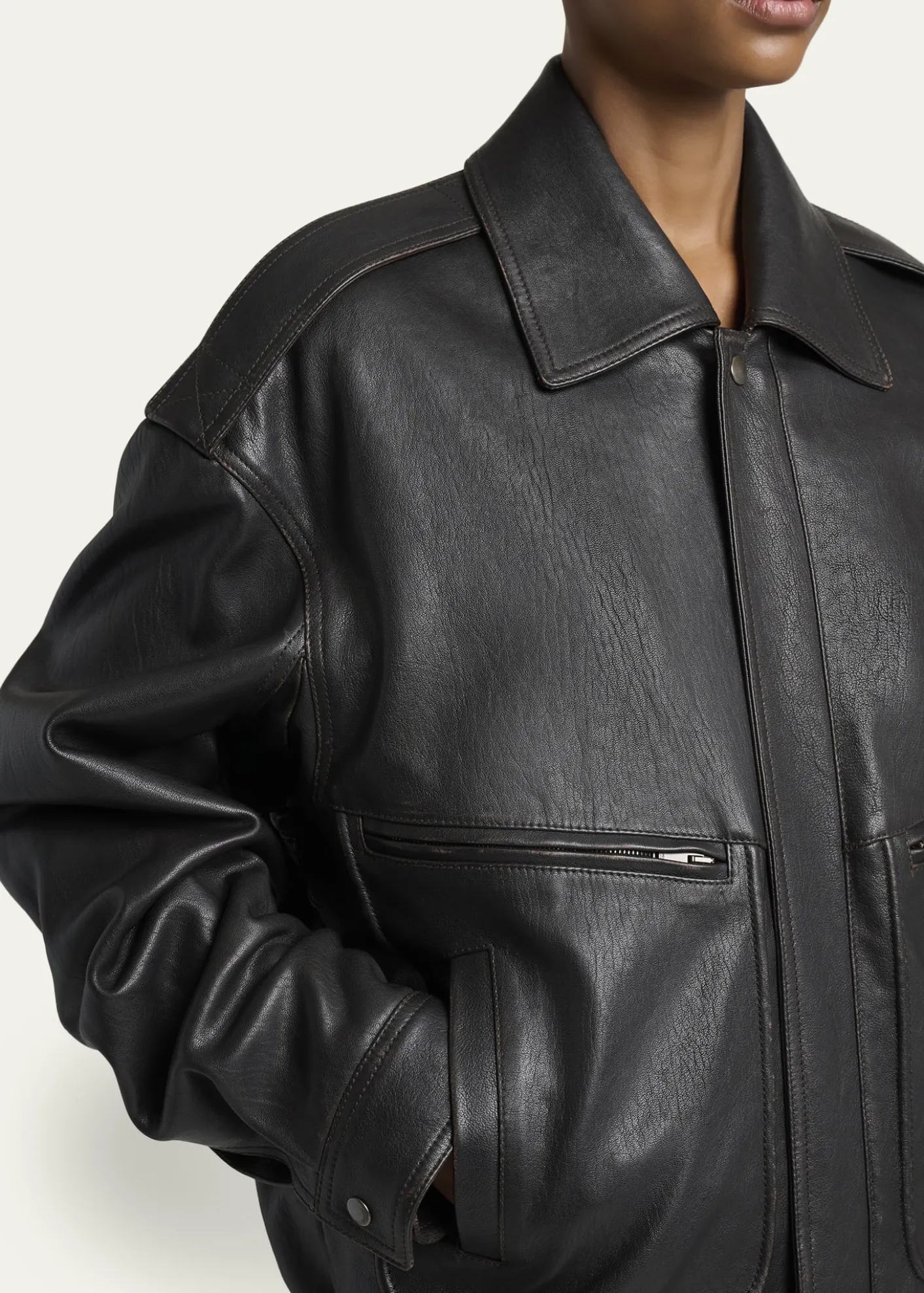 Saint LaurentFront Pocket Leather Jacket