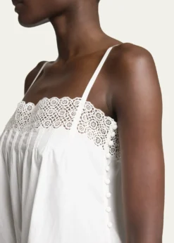 Saint LaurentGuipure Lace Sleeveless Shift Mini Dress