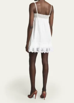 Saint LaurentGuipure Lace Sleeveless Shift Mini Dress