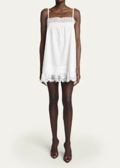 Saint LaurentGuipure Lace Sleeveless Shift Mini Dress