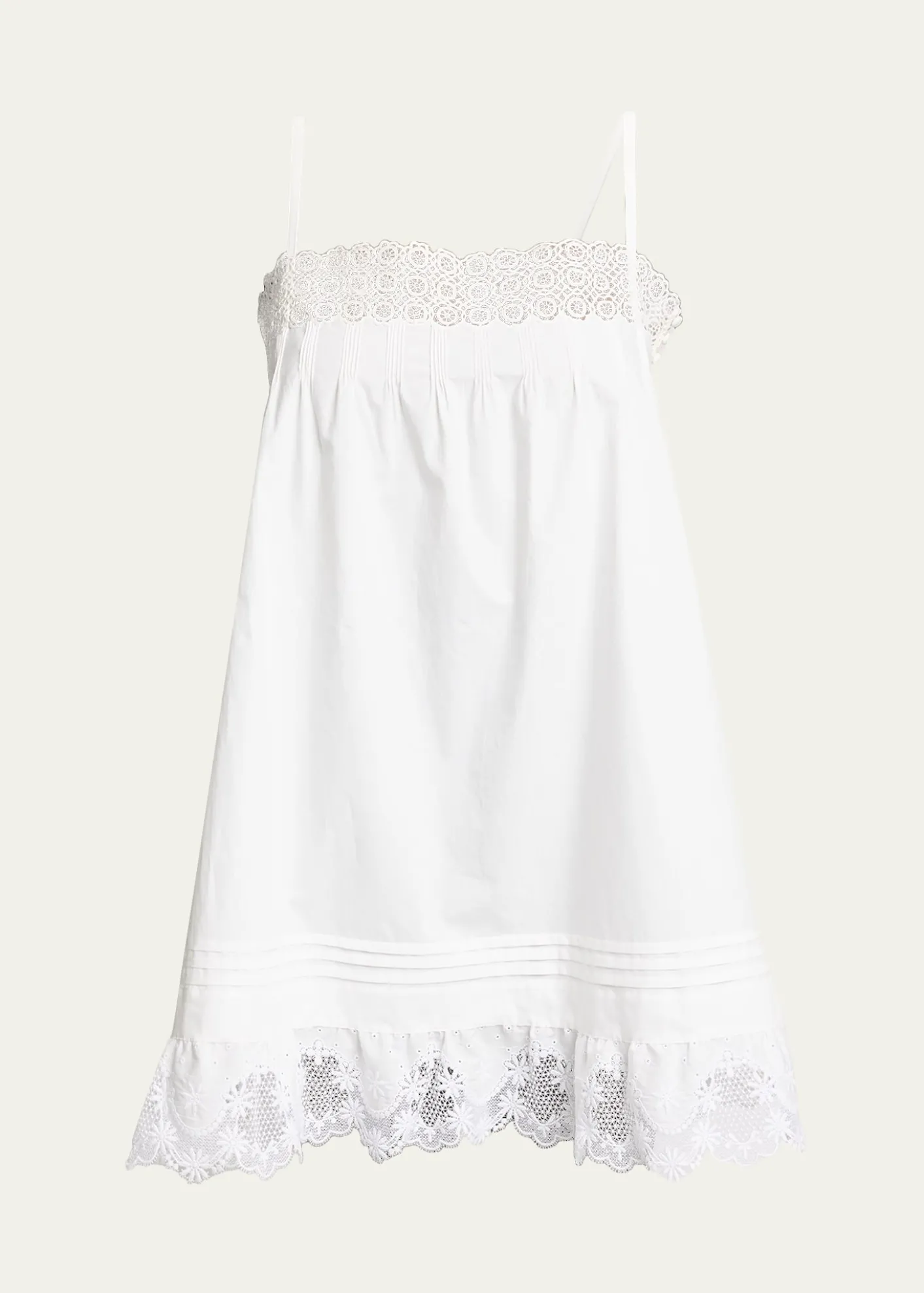 Saint LaurentGuipure Lace Sleeveless Shift Mini Dress