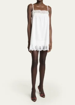 Saint LaurentGuipure Lace Sleeveless Shift Mini Dress