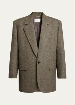 Saint LaurentHerringbone Wool Single-Breasted Jacket