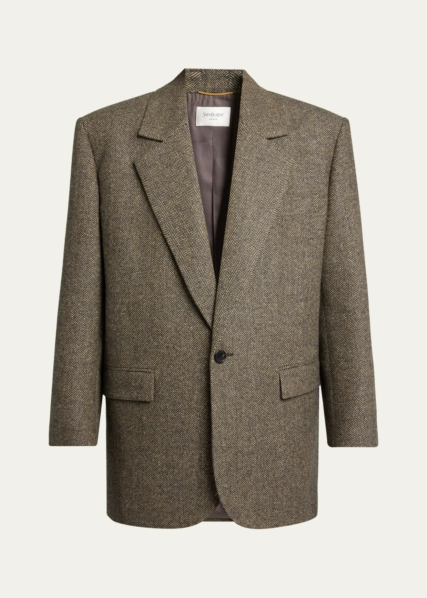 Saint LaurentHerringbone Wool Single-Breasted Jacket