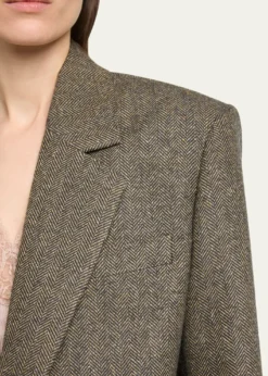 Saint LaurentHerringbone Wool Single-Breasted Jacket