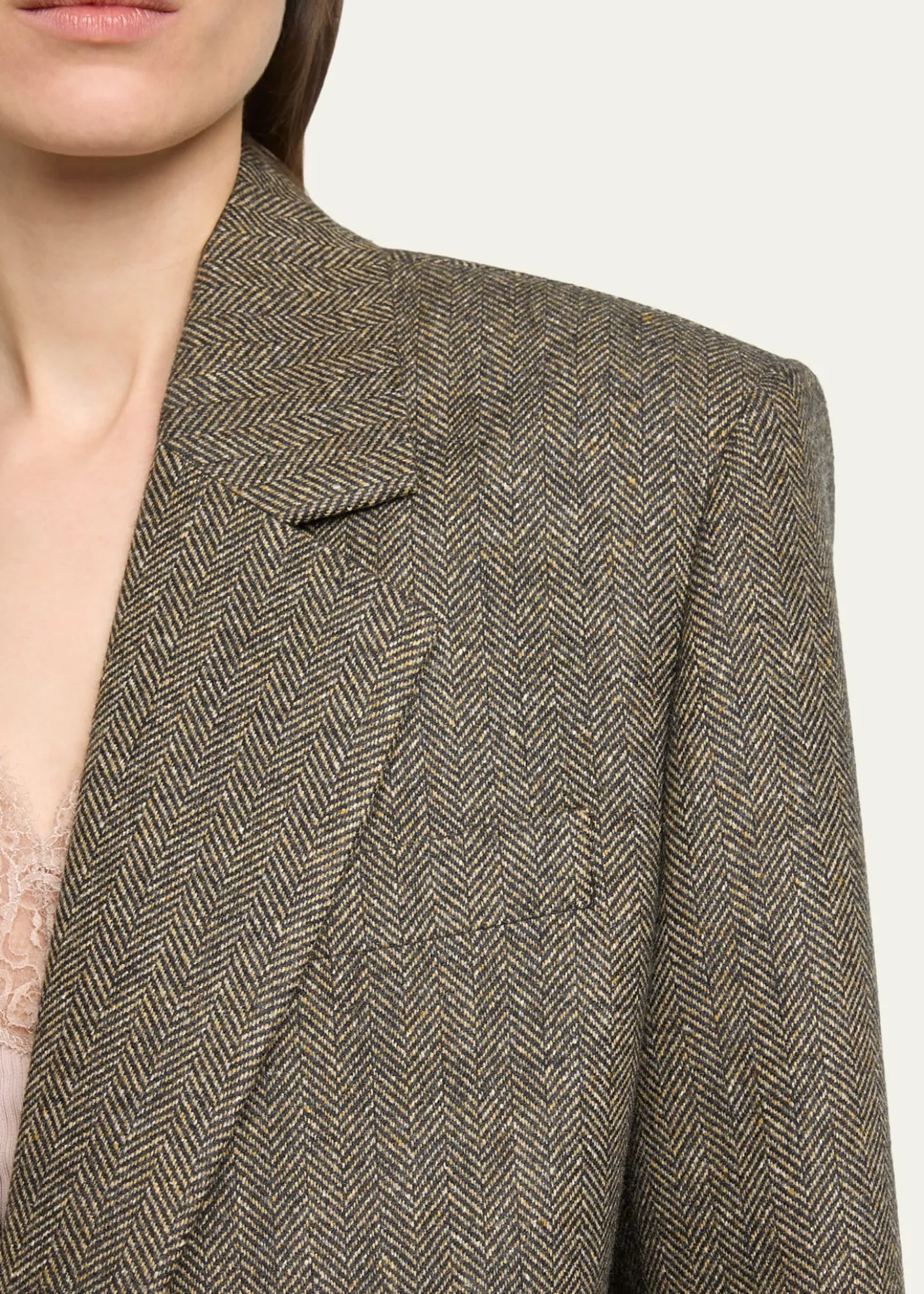 Saint LaurentHerringbone Wool Single-Breasted Jacket
