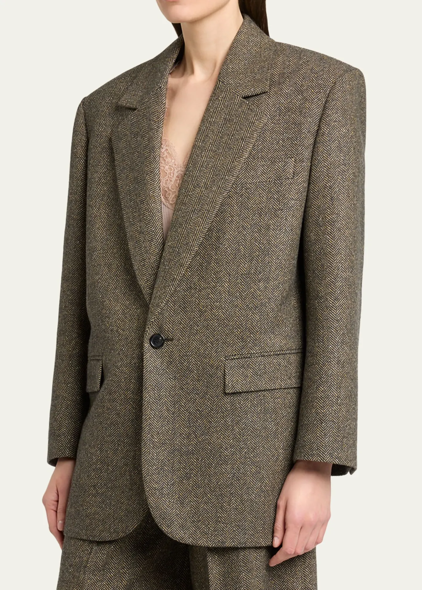 Saint LaurentHerringbone Wool Single-Breasted Jacket