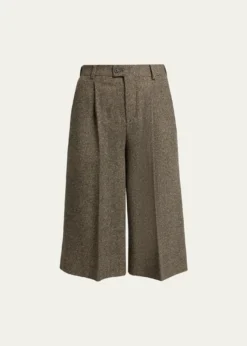 Saint LaurentHerringbone Wool Culotte Shorts