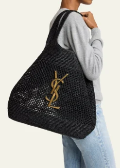Saint LaurentIcare Medium Crochet Raffia Tote Bag