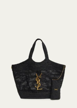 Saint LaurentIcare Medium Crochet Raffia Tote Bag