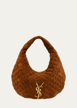 Saint LaurentIcare YSL Quilted Suede Hobo Bag