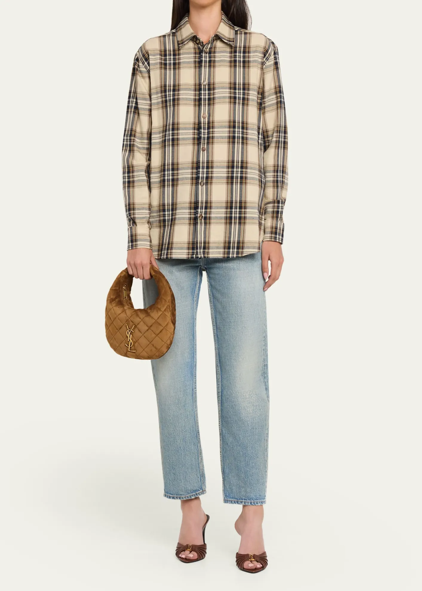Saint LaurentIcarino Baby YSL Quilted Suede Hobo Bag