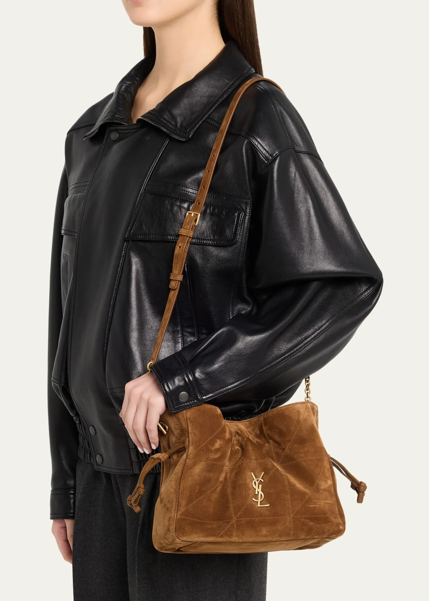Saint LaurentJamie YSL Quilted Suede Shoulder Bag