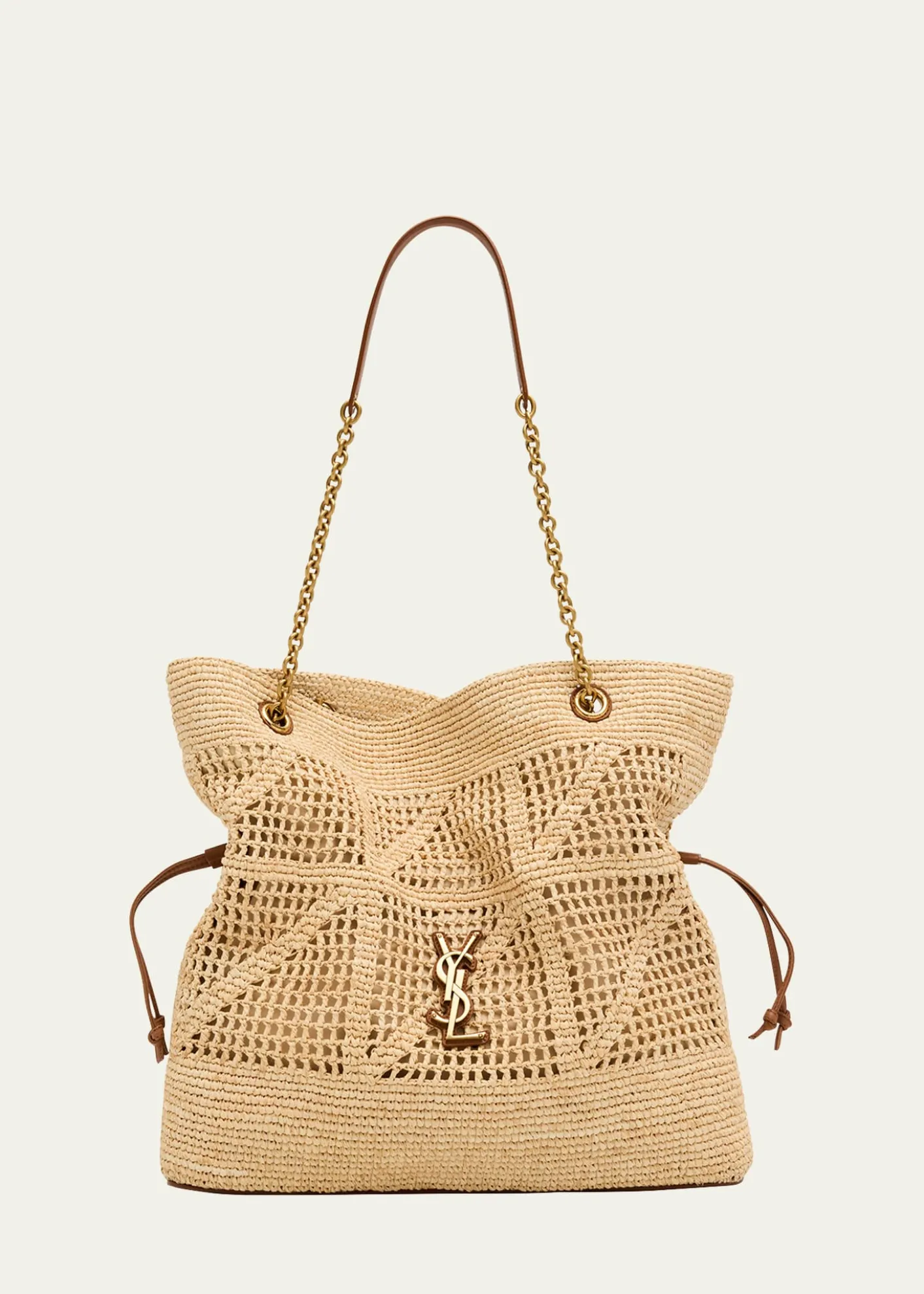 Saint LaurentJamie YSL Shopper Tote Bag in Woven Raffia