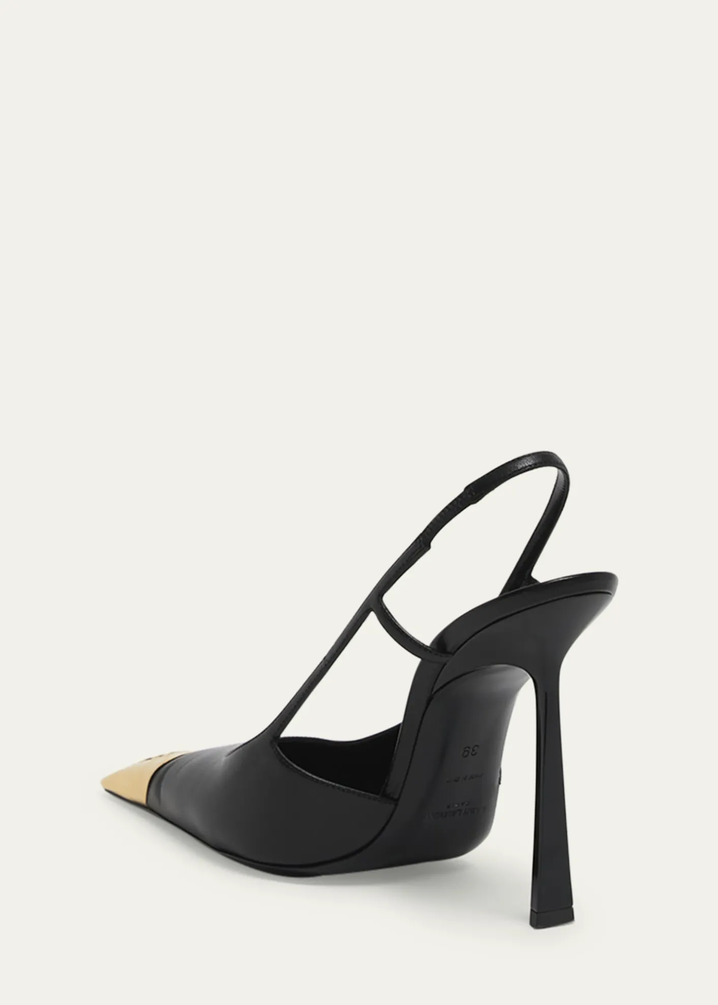 Saint LaurentJeanne Leather Metallic-Toe Slingback Pumps