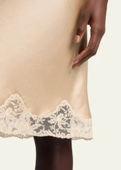 Saint LaurentLace-Trim Satin Knee-Length Skirt