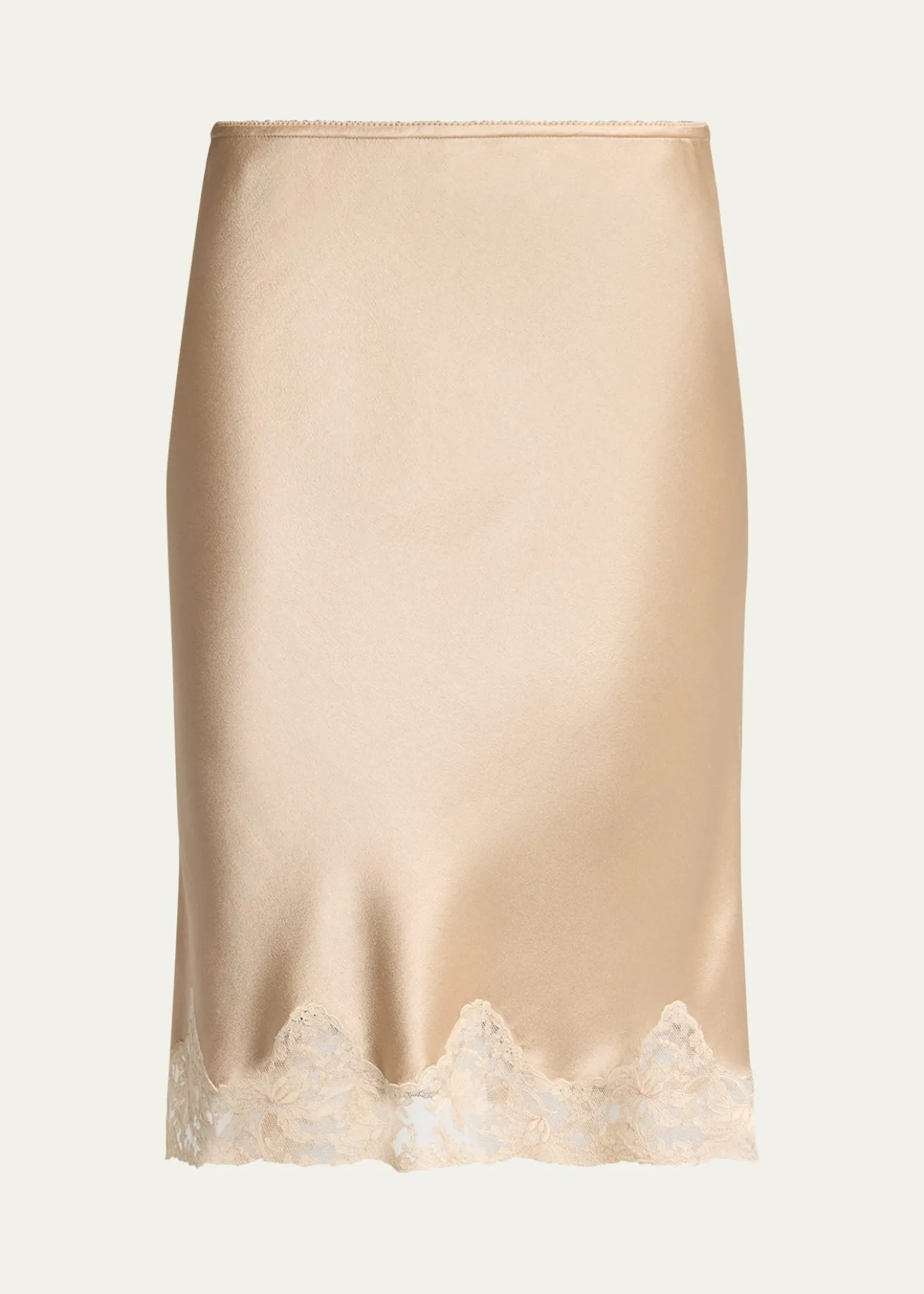 Saint LaurentLace-Trim Satin Knee-Length Skirt