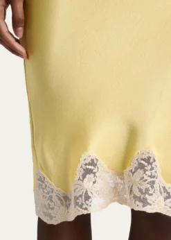 Saint LaurentLace-Trim Silk Midi Skirt