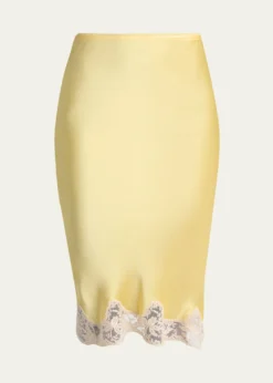 Saint LaurentLace-Trim Silk Midi Skirt