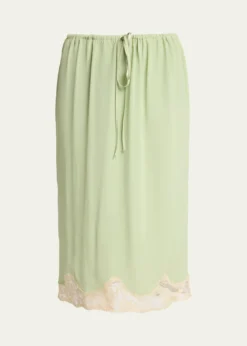 Saint LaurentLace-Trim Silk Midi Skirt