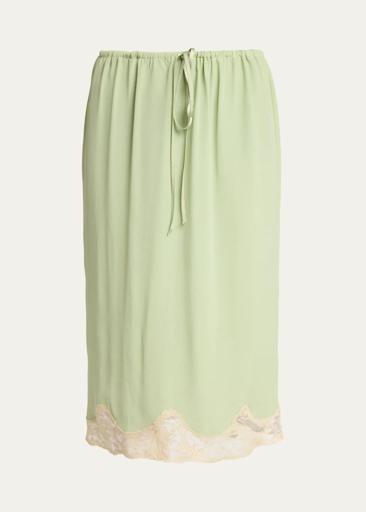 Saint LaurentLace-Trim Silk Midi Skirt