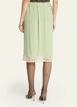 Saint LaurentLace-Trim Silk Midi Skirt