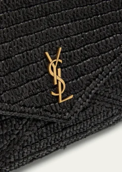 Saint LaurentLarge Envelope Flap YSL Clutch Bag in Raffia