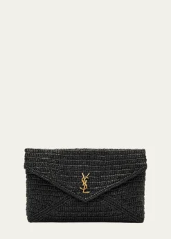 Saint LaurentLarge Envelope Flap YSL Clutch Bag in Raffia