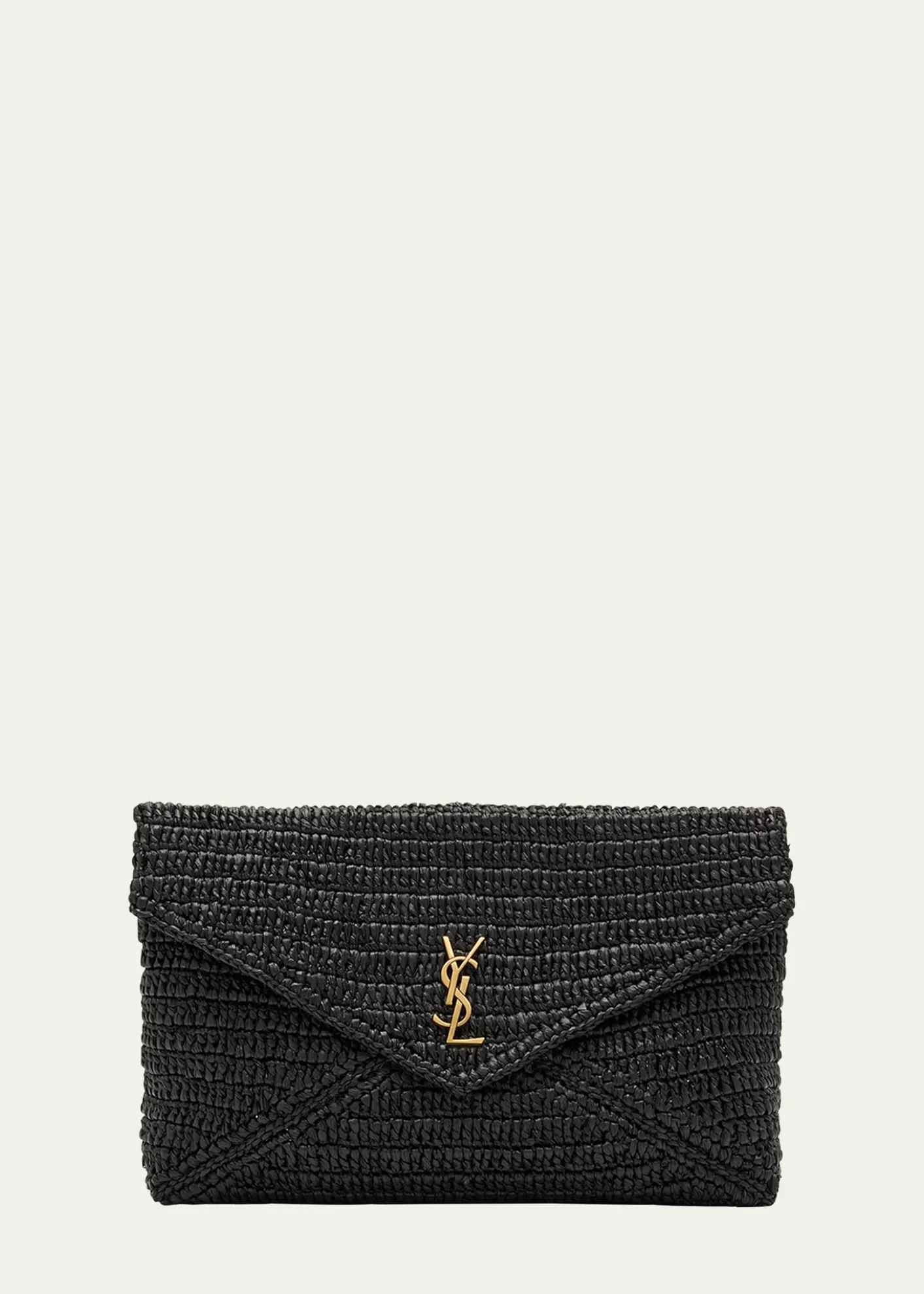 Saint LaurentLarge Envelope Flap YSL Clutch Bag in Raffia