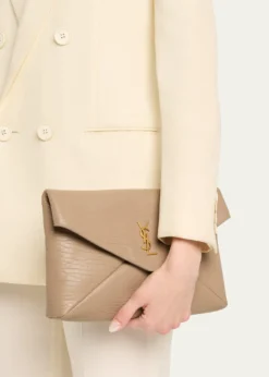 Saint LaurentLarge YSL Envelope Pouch Clutch Bag in Leather
