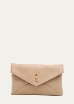 Saint LaurentLarge YSL Envelope Pouch Clutch Bag in Leather