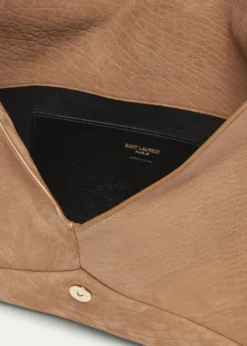 Saint LaurentLarge YSL Envelope Pouch Clutch Bag in Pebbled Leather