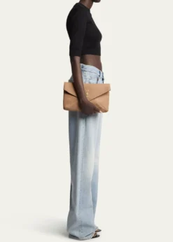 Saint LaurentLarge YSL Envelope Pouch Clutch Bag in Pebbled Leather
