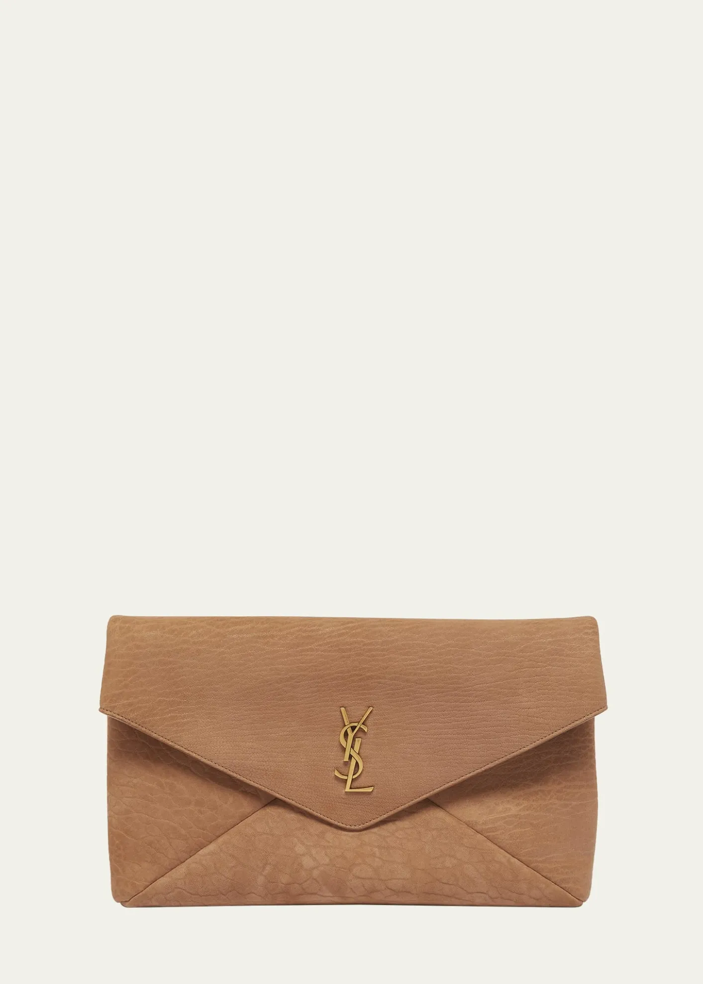 Saint LaurentLarge YSL Envelope Pouch Clutch Bag in Pebbled Leather
