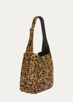 Saint LaurentLe 5 A 7 Small Hobo Bag in Leopard-Print Calf Hair