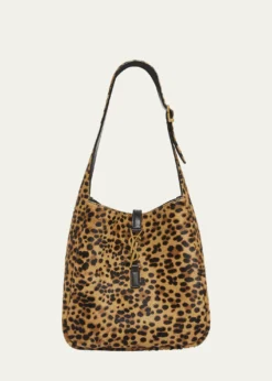Saint LaurentLe 5 A 7 Small Hobo Bag in Leopard-Print Calf Hair