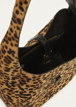 Saint LaurentLe 5 A 7 Small Hobo Bag in Leopard-Print Calf Hair