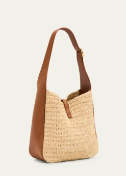Saint LaurentLe 5 A 7 Small Shoulder Bag in Raffia and Leather