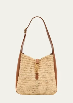 Saint LaurentLe 5 A 7 Small Shoulder Bag in Raffia and Leather