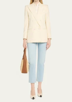 Saint LaurentLe 5 A 7 Small Shoulder Bag in Raffia and Leather