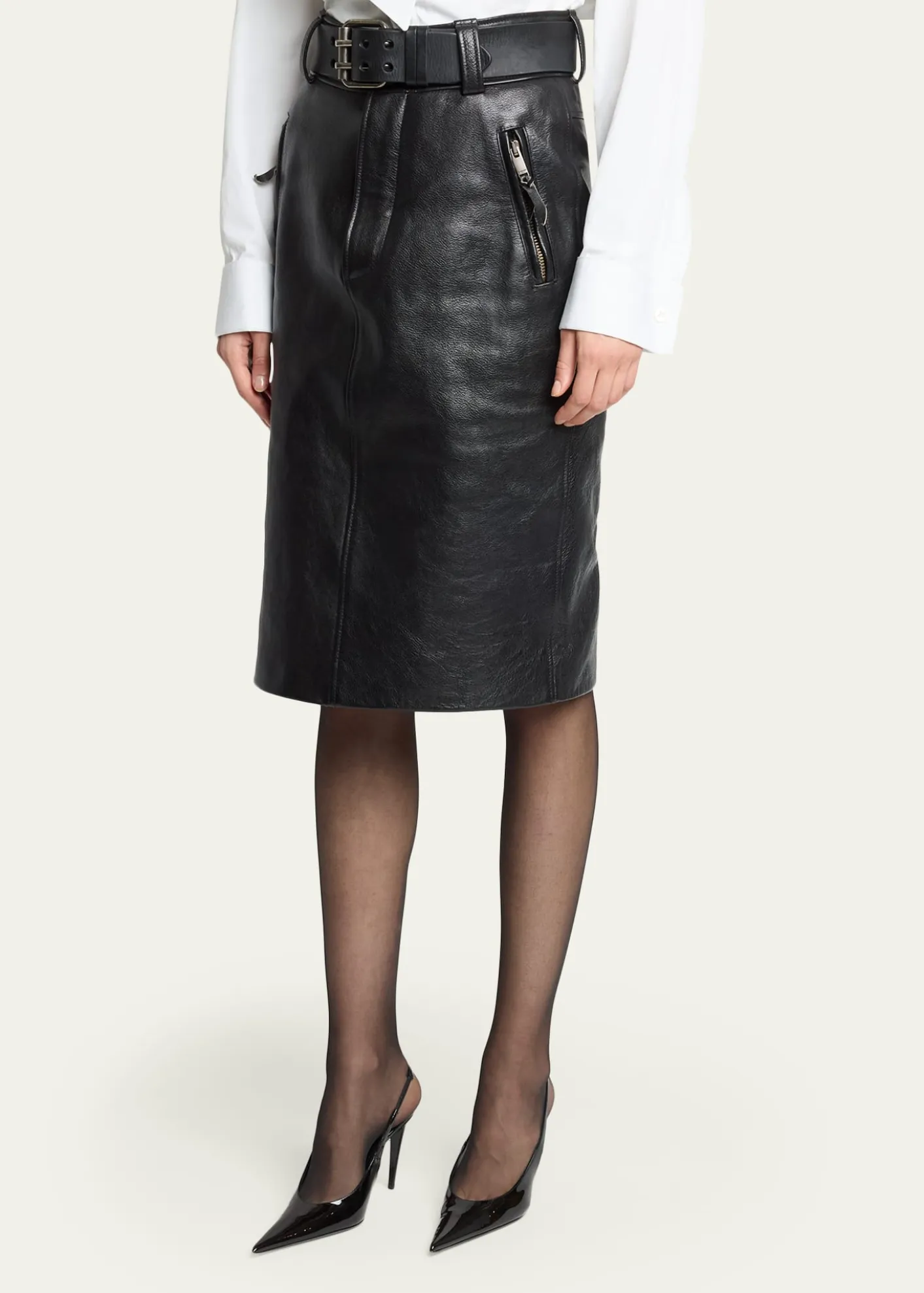 Saint LaurentLeather Pencil Skirt